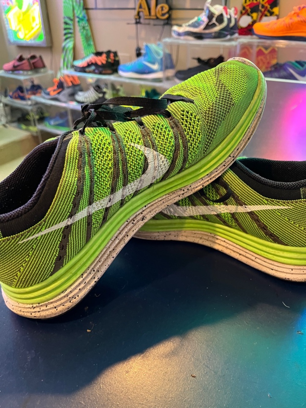 Nike Lime Green and Black Flyknit One Running Shoes 💫